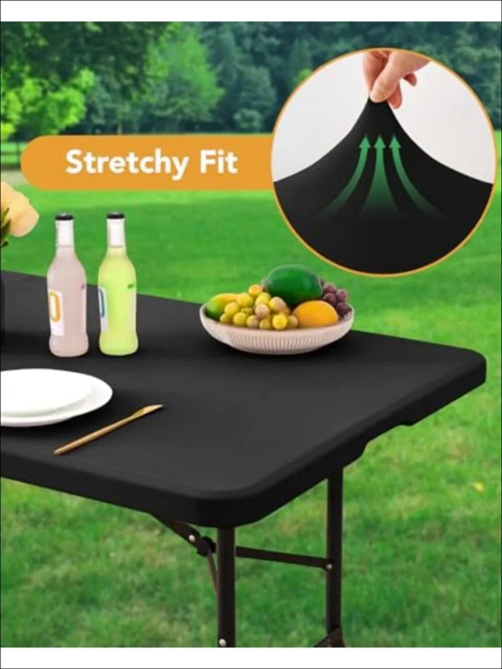 Fitted Elastic Tablecloth 6 Ft Rectangular Polyester Spandex Stretch Cover
